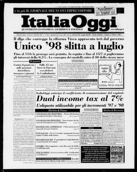 Italia oggi : quotidiano di economia finanza e politica